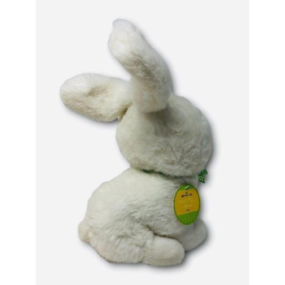 Hallmark White Plush Bunny Rabbit Large Green Plaid Bow Boy Girl Toy - Picture 2 of 2
